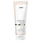 IntiMD Coochy Plus intimate shaving cream bottle for smooth, rash-free grooming.