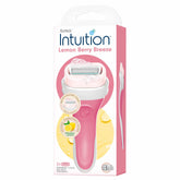 INTUITION lemon-berry-breeze razor ready for gel-free shaving.