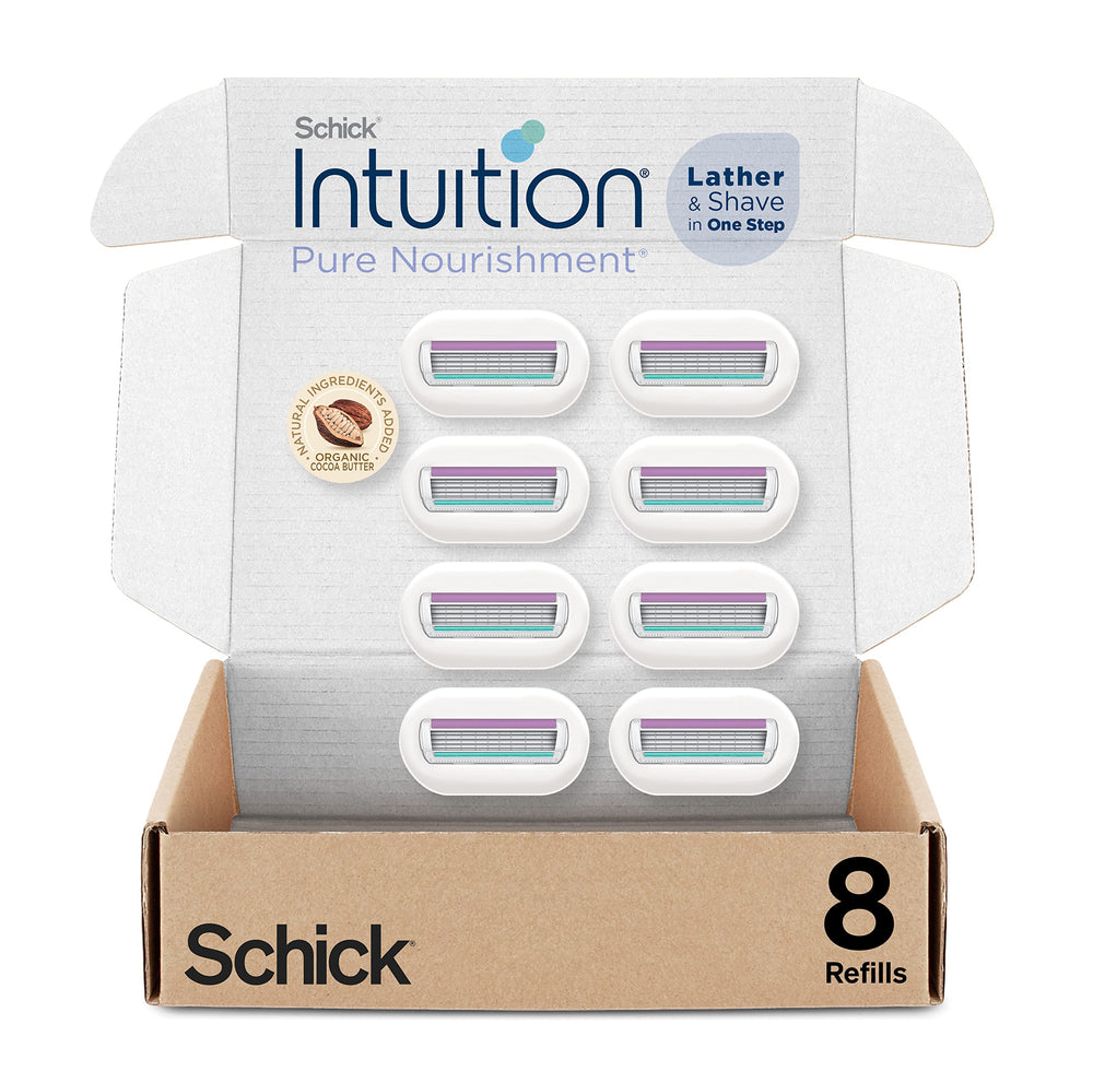 INTUITION pure nourishment refill compatible with any handle for one-step shaving.