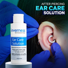 INVERNESS limpieza frontal y posterior del piercing, higiene precisa en casa.