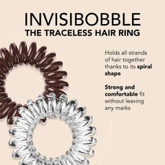 Invisibobble Original pretzel-brown spiral hair tie close-up shows discreet styling.