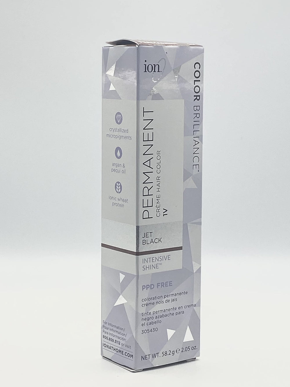 Ion Permanent Creme Hair Color Jet Black for full gray coverage and fade-resistant shine.