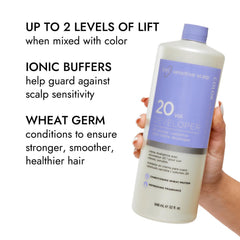 Ion Sensitive Scalp 20 Volume Creme Developer cream texture close-up for smooth coverage.