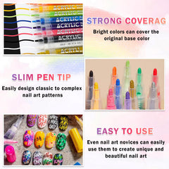 IONSGAKO Nail Art Pens Set drawing on nails to create precise lines.
