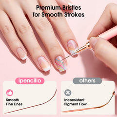 Ipencillo liner brush with metal handle showcases durable, non-slip grip.