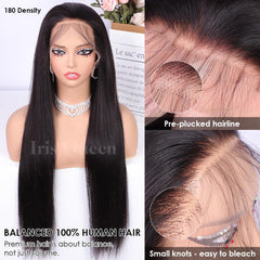 Iris Queen ear-to-ear lace front shows extended hairline and versatile parting.