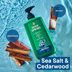 Irish Spring 5-in-1 closeup cedarwood shows rugged scent for outdoor vibes.