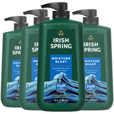 Irish Spring Moisture Blast bottle front with fresh scent for daily showers.