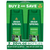 Irish Spring Original, botella doble en paquete, frescura diaria para rostro y cuerpo.