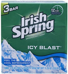 Paquete doble de 3 barras Irish Spring Icy Blast, ideal para la rutina diaria.