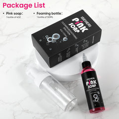 iseheri Jabón Rosa con botella espumosa de 120 ml para dilución segura.