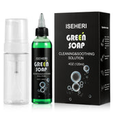 iseheri jabón verde tatuaje, botella espumosa para limpieza suave de la piel
