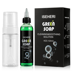iseheri jabón verde tatuaje, botella espumosa para limpieza suave de la piel