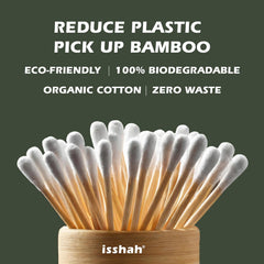 Isshah bamboo cotton swabs close-up of cotton tip showing natural materials