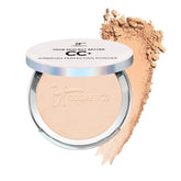 IT Cosmetics CC+ Airbrush Powder compact shows pore-blurring finish.