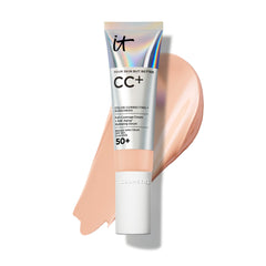 IT Cosmetics CC+ Cream Light Cool tube on skin showing natural coverage and SPF 50+.