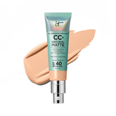 IT Cosmetics CC+ Natural Matte bottle shows matte foundation with SPF 40 for sun protection