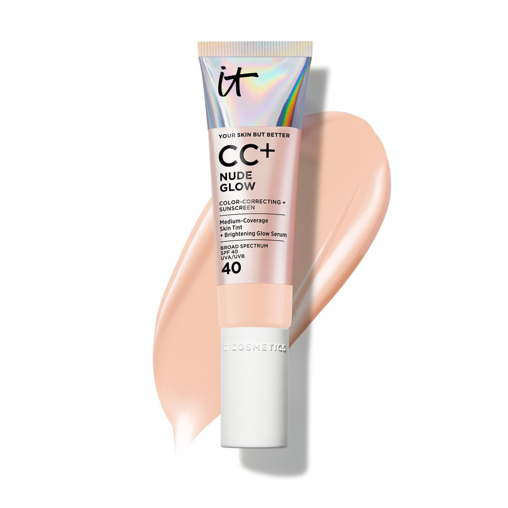IT Cosmetics CC+ Nude Glow bottle pump for a luminous, easy daily application.