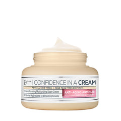 IT Cosmetics Confidence in a Cream Jumbo bottle pouring for instant hydration