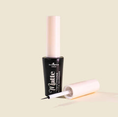 Italia Deluxe Matte Liquid Eyeliner close-up highlights quick-dry formula.