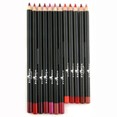 Italia Deluxe Ultra Fine Lip Liner 12-color set display with vibrant pigment options for precise outlining.