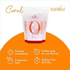 Italwax Top Line Coral cream-texture wax allows smooth, controlled application.