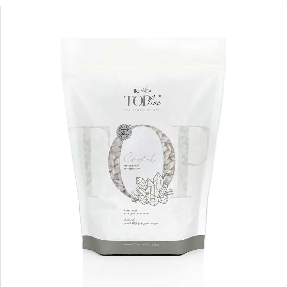 Italwax Top Line Crystal hard wax beads 1.65 lb pack for precise facial waxing.