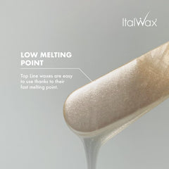 Italwax Top Line Crystal hard wax beads showing semi-creamy texture for controlled application.
