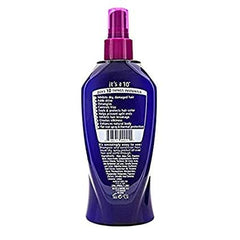 It's a 10 Miracle Leave-In bottle closeup shows premium nourishment for hair.