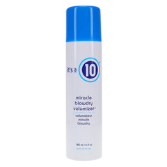 Its A 10 Miracle Blowdry Volumizer muestra la botella y su aplicación para volumen inmediato
