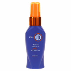 Its A 10 Miracle Leave-In Plus Keratin, botella elegante para peinar y proteger el cabello.