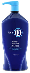 It's A 10 Miracle Moisture Conditioner bottle closeup highlighting moisture and manageability.