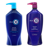 It's A 10 Miracle Moisture Shampoo bottle closeup showing color-safe hydration.