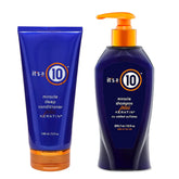 It's A 10 shampoo keratin bottle promoting smoother, shinier hair