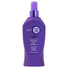 It's A 10 Silk Express Miracle Silk Leave-In bottle demonstrates lightweight detangling and hydration.
