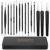 IUMAKEVP 15-piece blackhead remover kit in a metal case for travel
