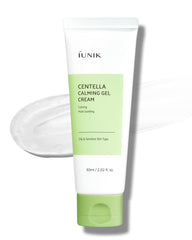 IUNIK Centella Calming Gel Cream en bote, hidratación suave sin grasa.