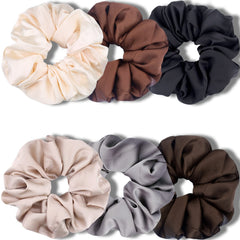 IVARYSS Big Scrunchies in solid colors, six-pack for daily wear and versatile styling.