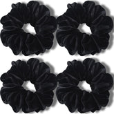 IVARYSS coletero de terciopelo negro XL, sujeción suave para pelo grueso.
