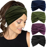 IVARYSS extra wide black headband with twist knot for secure all-day wear