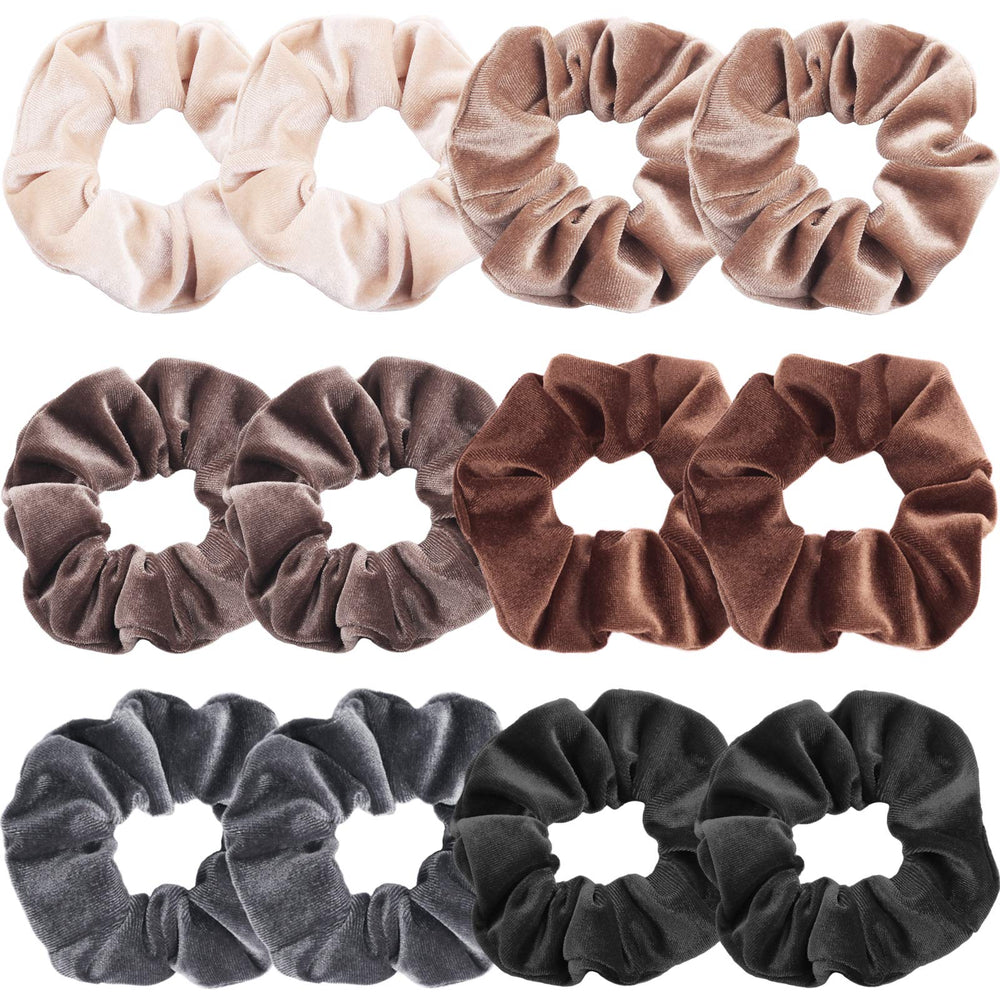 IVARYSS gomitas pelo terciopelo neutro paquete 12, ideales para peinados diarios sin tirar del cabello.
