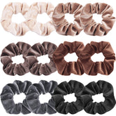 IVARYSS gomitas pelo terciopelo neutro paquete 12, ideales para peinados diarios sin tirar del cabello.
