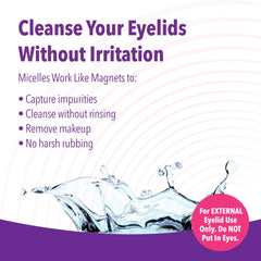 iVIZIA Micellar Eyelid Cleanser close-up label highlights botanicals and zinc