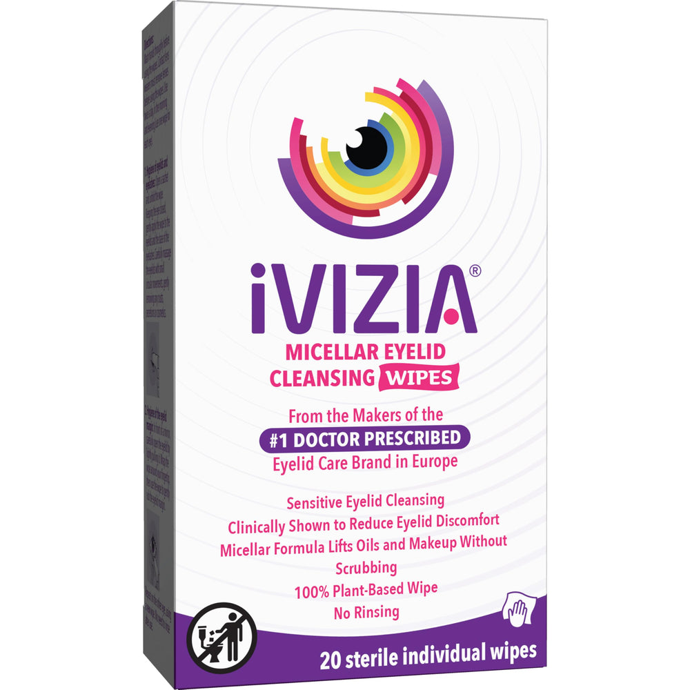 Ivizia toallitas para limpieza de párpados sensibles, fórmula micelar suave para higiene ocular.