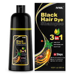 Ivnil shampoo-pintura-cabello-negro-frente: cobertura de canas y tono natural.