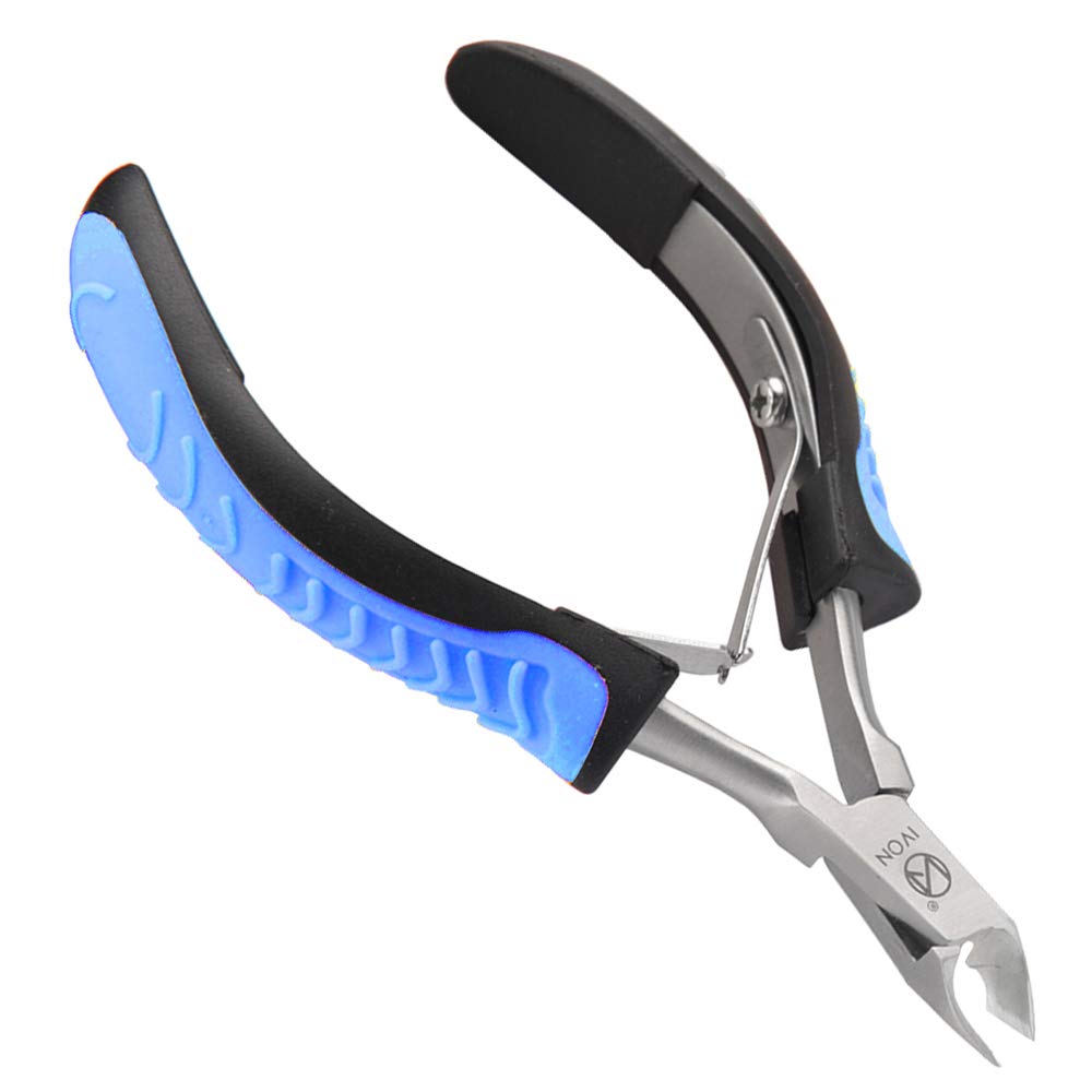 IVON Cuticle Trimmer with non-slip blue handle for secure grip during precise trimming.