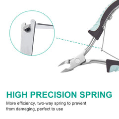 Close-up of IVON precision nipper reaching tiny cuticles with accuracy