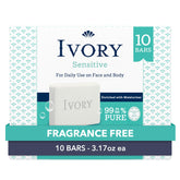 Ivory Barra Sensible con envase claro, limpieza suave para toda la familia.