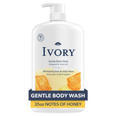 Ivory Gentle Body Wash bottle showing a dyes-free formula for sensitive skin.