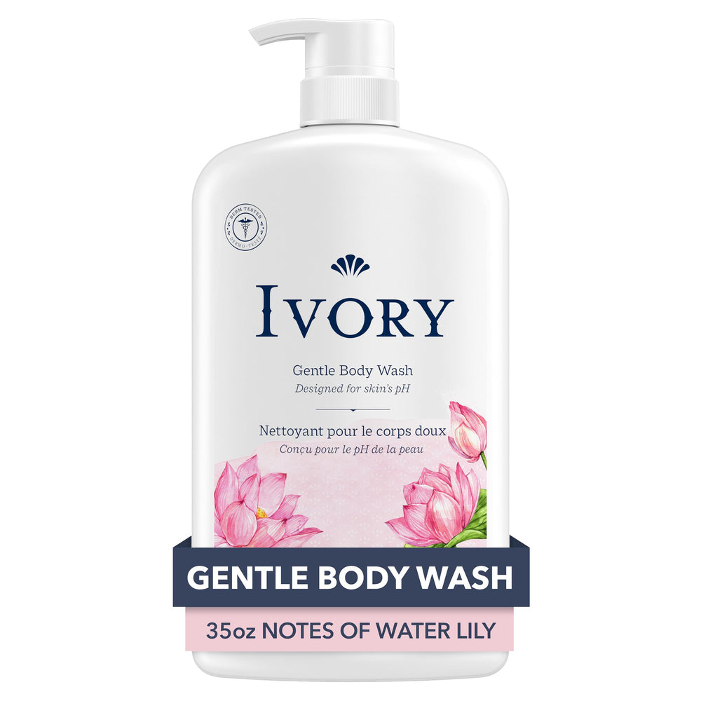 Ivory Body Wash water lily bottle pour offers a gentle cleanse for the whole family’s daily routine